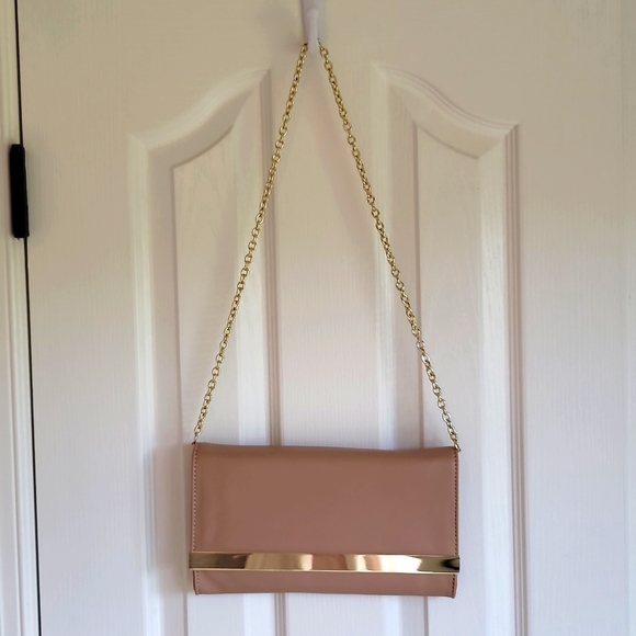 Steve Madden Nude Leather Clutch with Gold accent - Picture 2 of 15